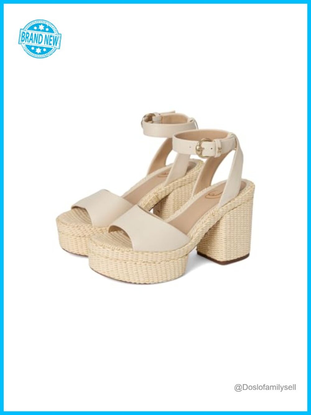 Woven Geometric Platform Sandal with Block Heel and Ankle Strap